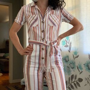 Used Sz XS Dizzy Lizzy Collar Button Down Jumpsuit